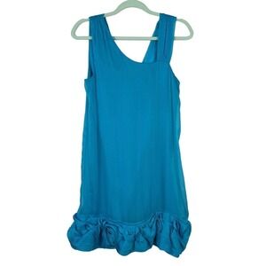 Alice + Olivia Blue Asymmetrical Ruffle Hem Silk Sleeveless Mini Dress Small